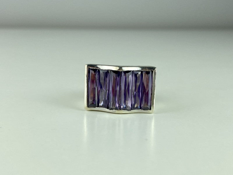 925 Sterling Silver Purple Tourmaline Ring Size 6