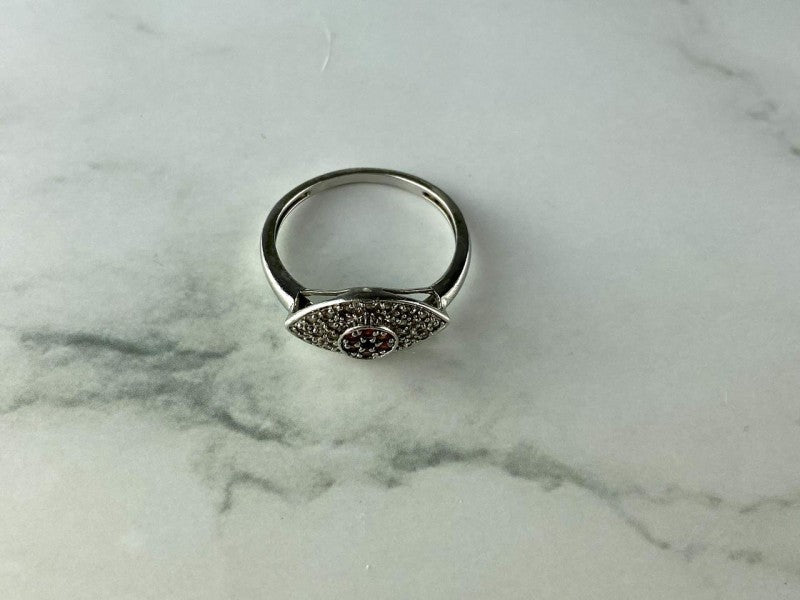 925 Sterling Silver Red Spinel, Tanzanite & Goshenite Ring Size 8.5