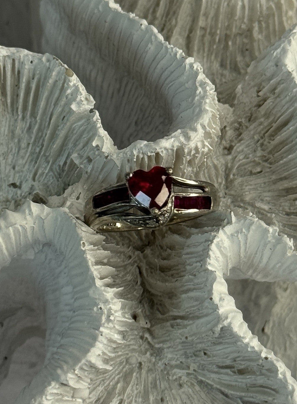 925 Sterling Silver Spinel Heart Ring Size 5