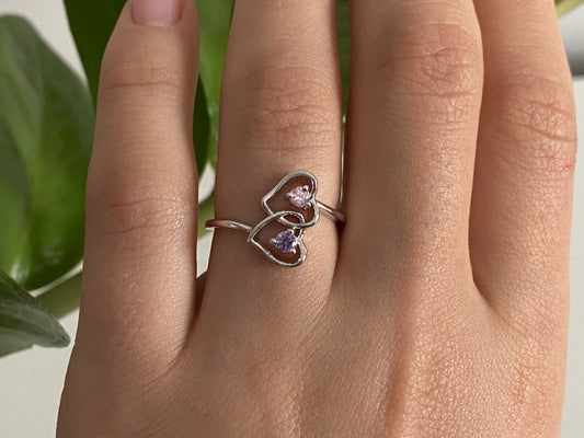 925 Sterling Silver CZ "Hearts" Ring Size 7