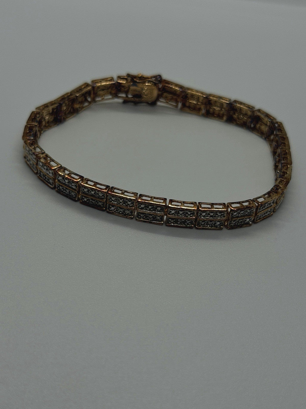 925 Sterling Silver Gold Plated Double Row Tennis Bracelet 7.5