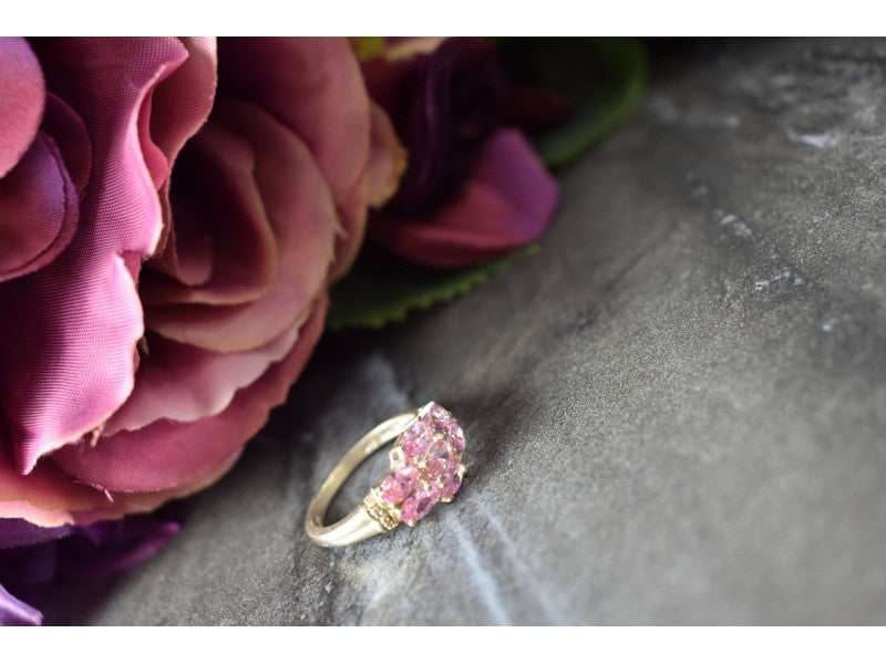 925 Sterling Silver Pink CZ Ring Size 6.5