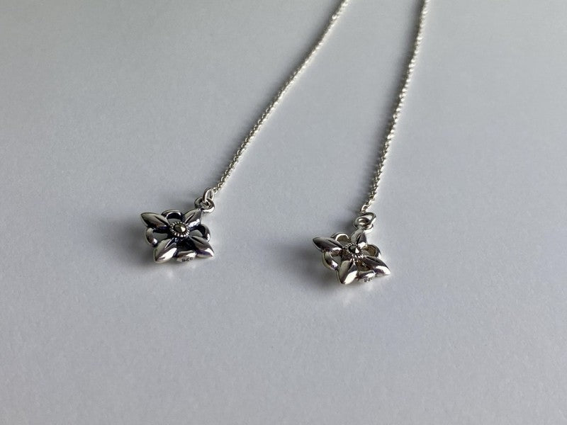925 Sterling Silver Marcasites Threader Earrings