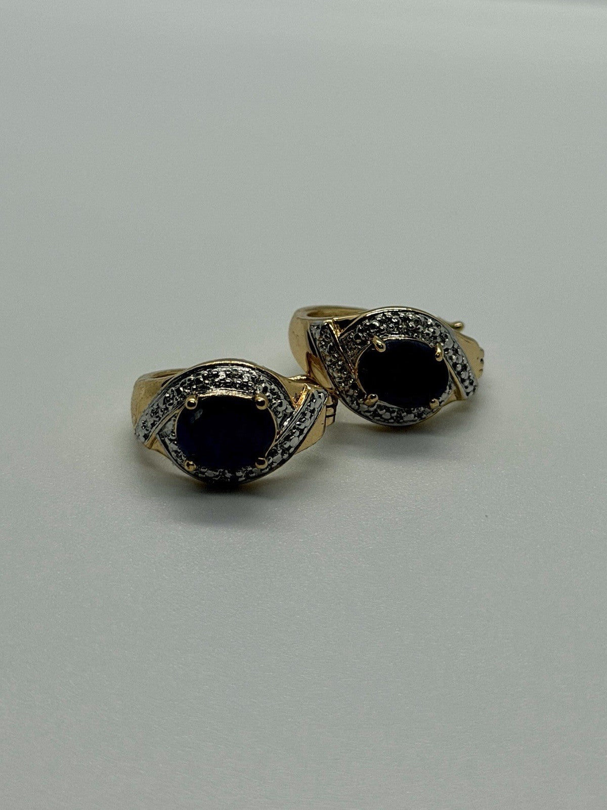 Elegant 925 Sterling Silver Gold Plated Sapphire Earrings