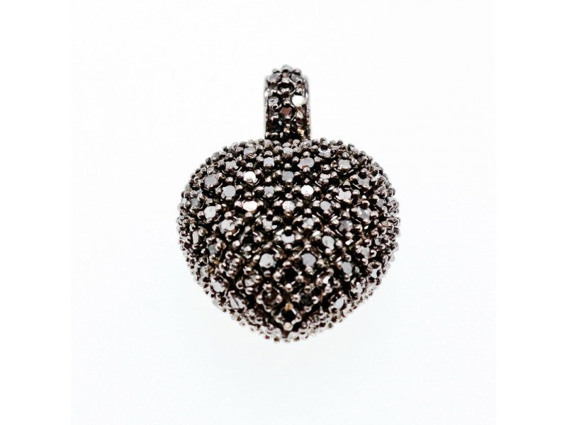 925 Sterling Silver White & Black Spinel Heart Pendant