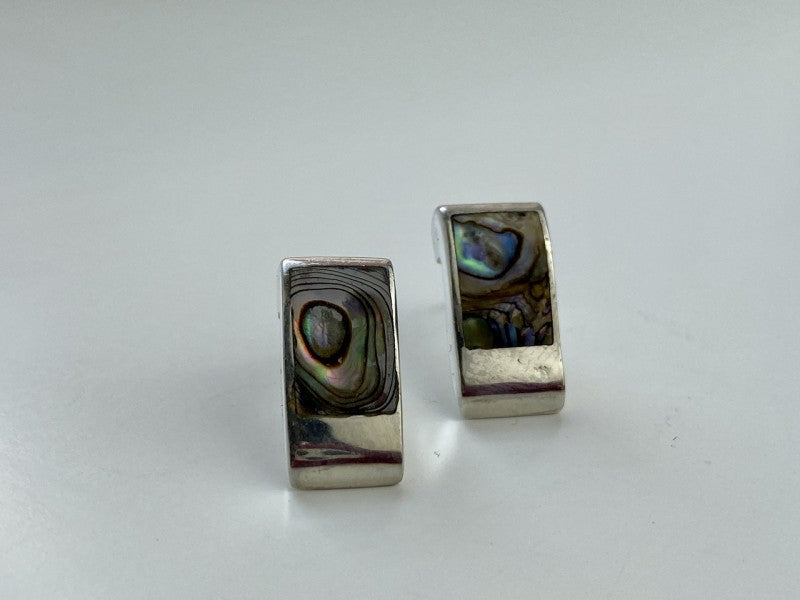 Vintage 925 Sterling Silver Haliotis Stud Earrings