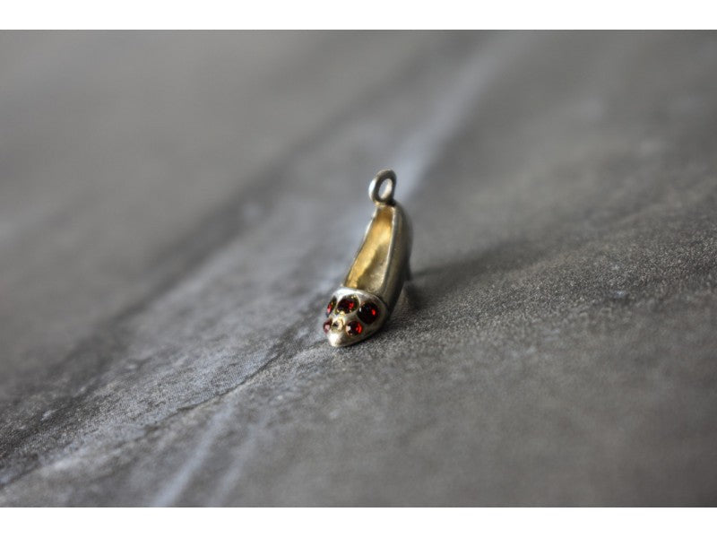 925 Sterling Silver Garnet & Heliodor "Shoe" Pendant