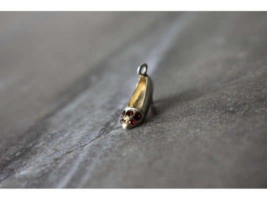 925 Sterling Silver Garnet & Heliodor "Shoe" Pendant