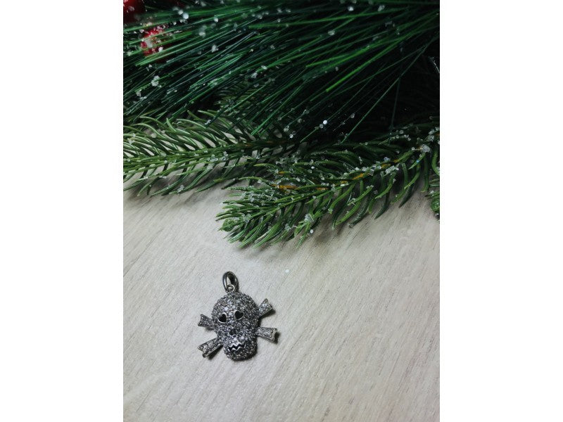 925 Sterling Silver CZ Skull Pendant