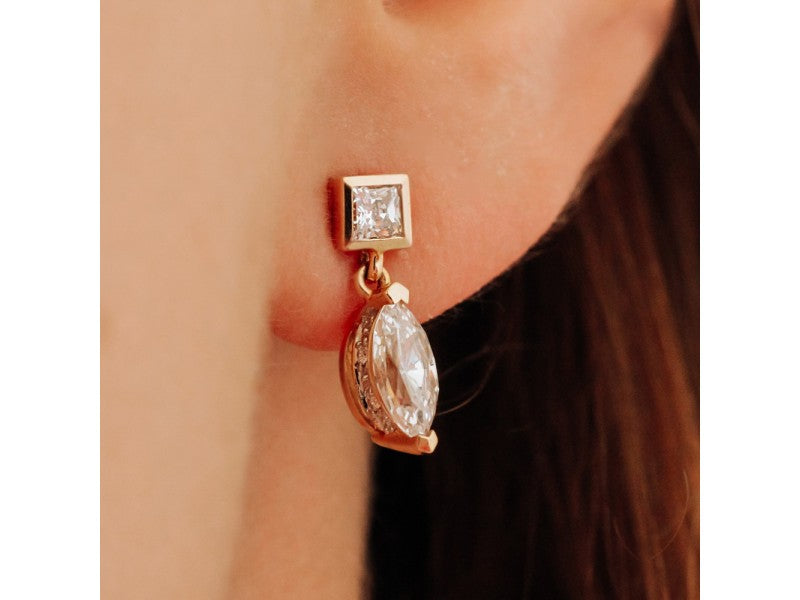 14K Yellow Gold CZ Earrings