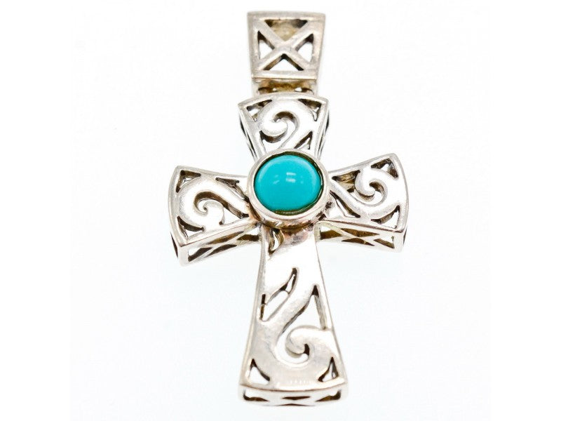 925 Sterling Silver Turquoise Cross Pendant