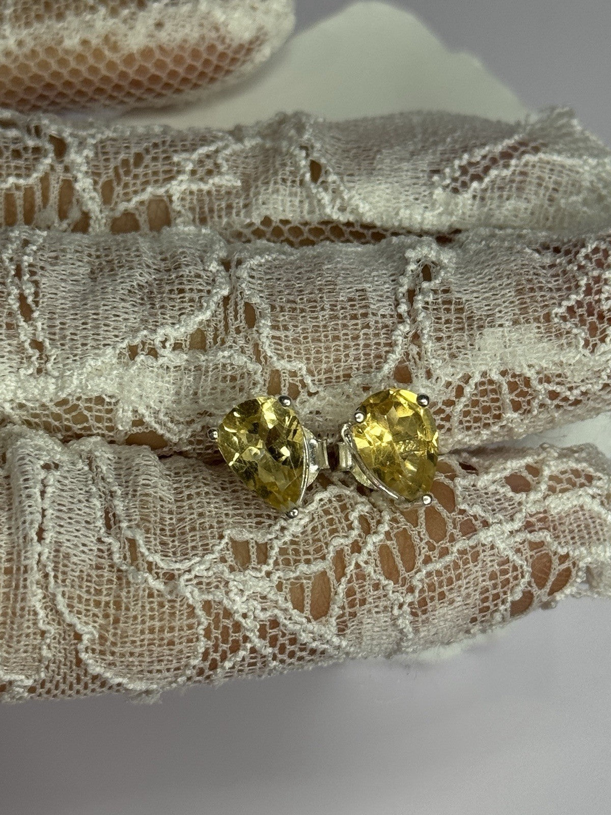 925 Sterling Silver Citrine Earrings Length 0.4 Inch