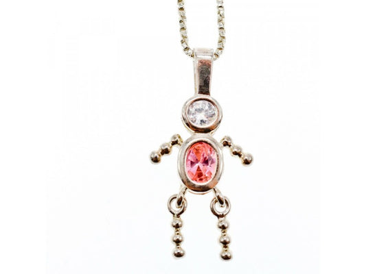 925 Sterling Silver CZ "Funny Man" Chain With Pendant