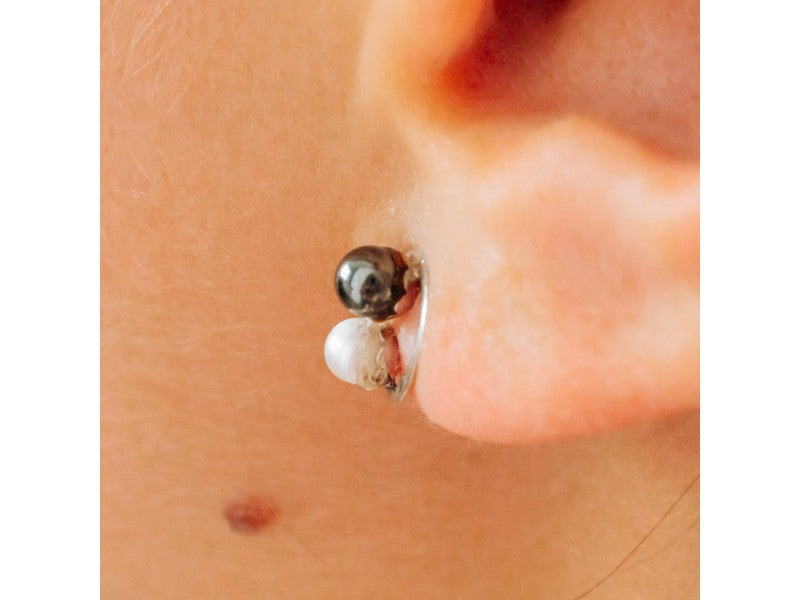 10K White Gold Pearls Earrings Italy