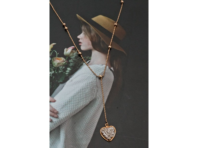 10K Yellow Gold Diamonds Heart Necklace