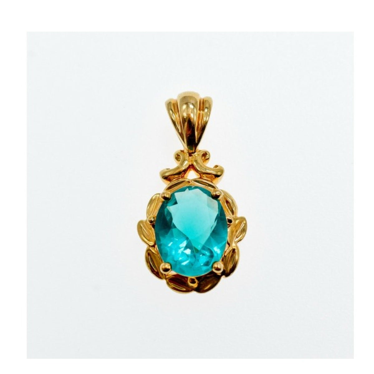 925 Sterling Silver Gold Plated Aquamarine "Ocean" Pendant