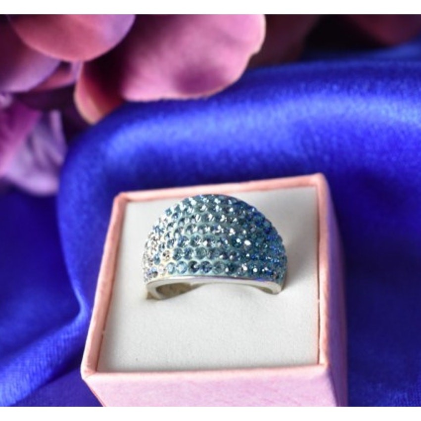 925 Sterling Silver Blue & White CZ Ring Size 6.5