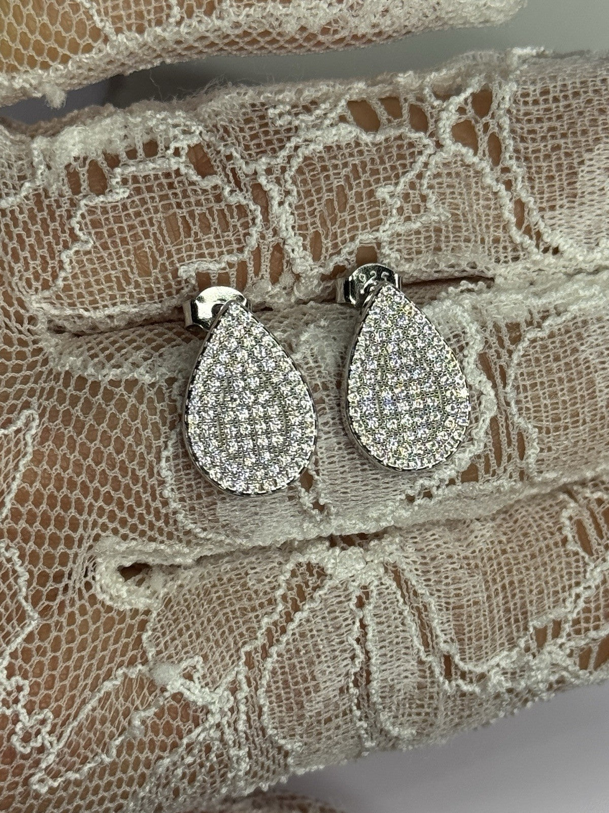 925 Sterling Silver Drop CZ Earrings Length 0.65 Inch