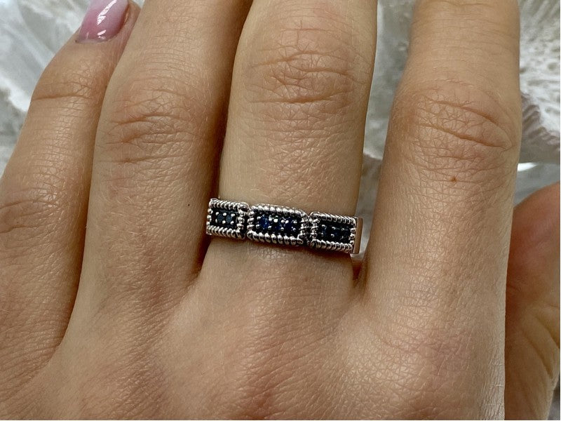 925 Sterling Silver Blue Spinel Ring Size 9