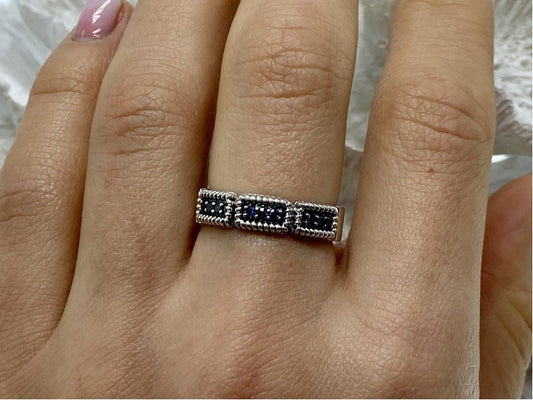 925 Sterling Silver Blue Spinel Ring Size 9