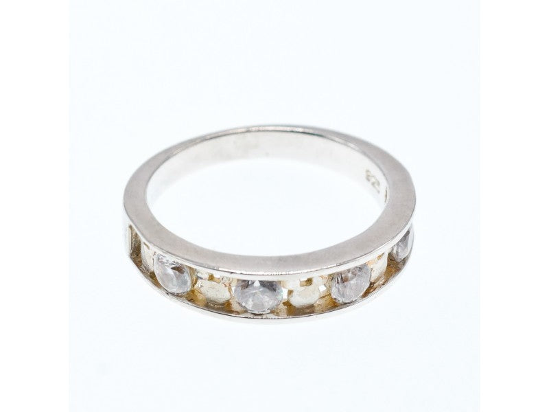925 Sterling Silver White Topaz Ring Size 8 Disney