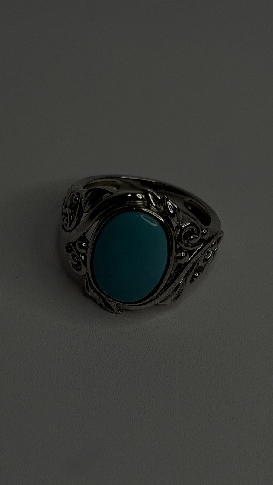 DK 925 Sterling Silver Blue Turquoise Ring Size 8