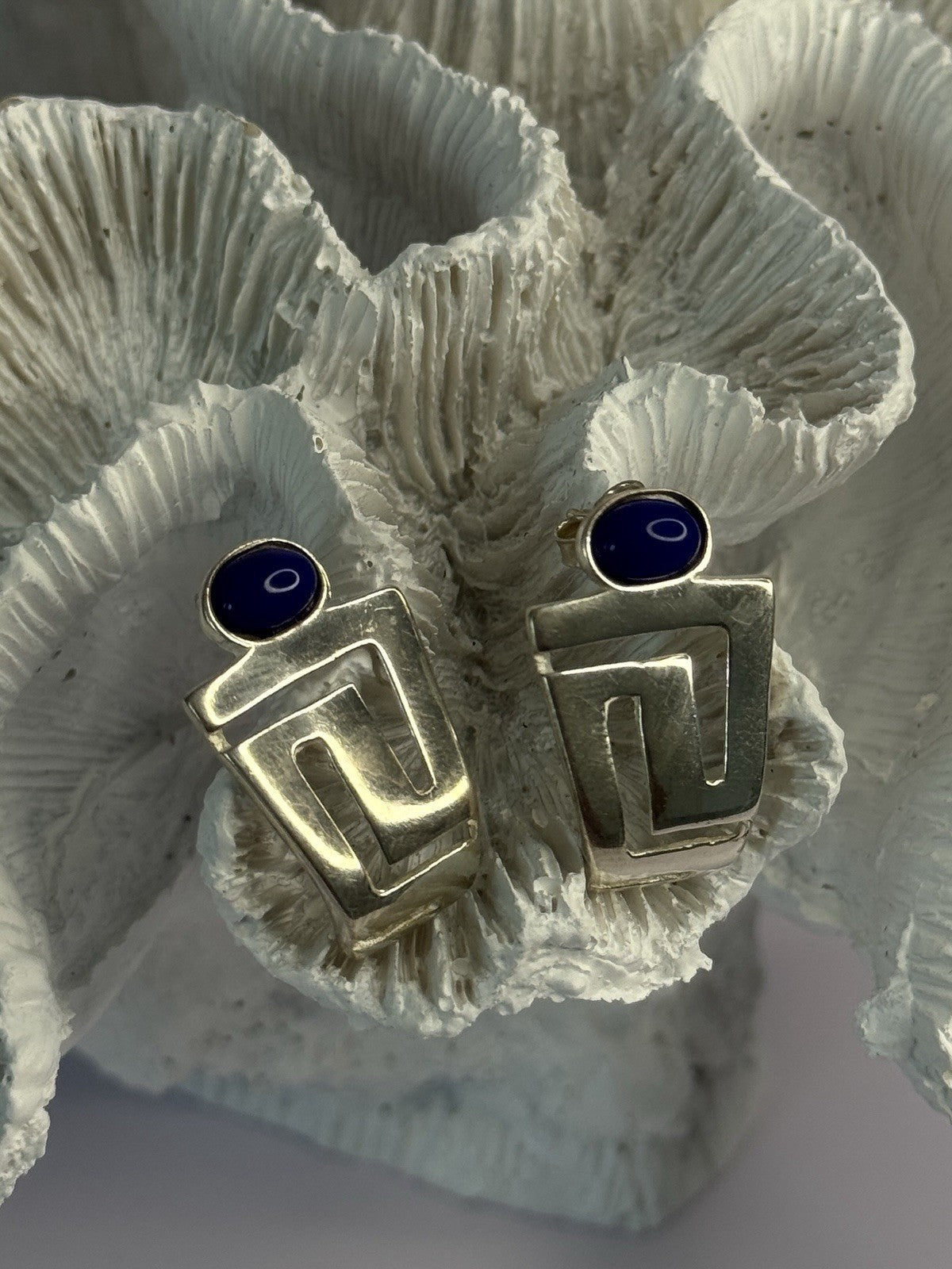 925 Sterling Silver Sodalite Earrings Length 1.05 Inch