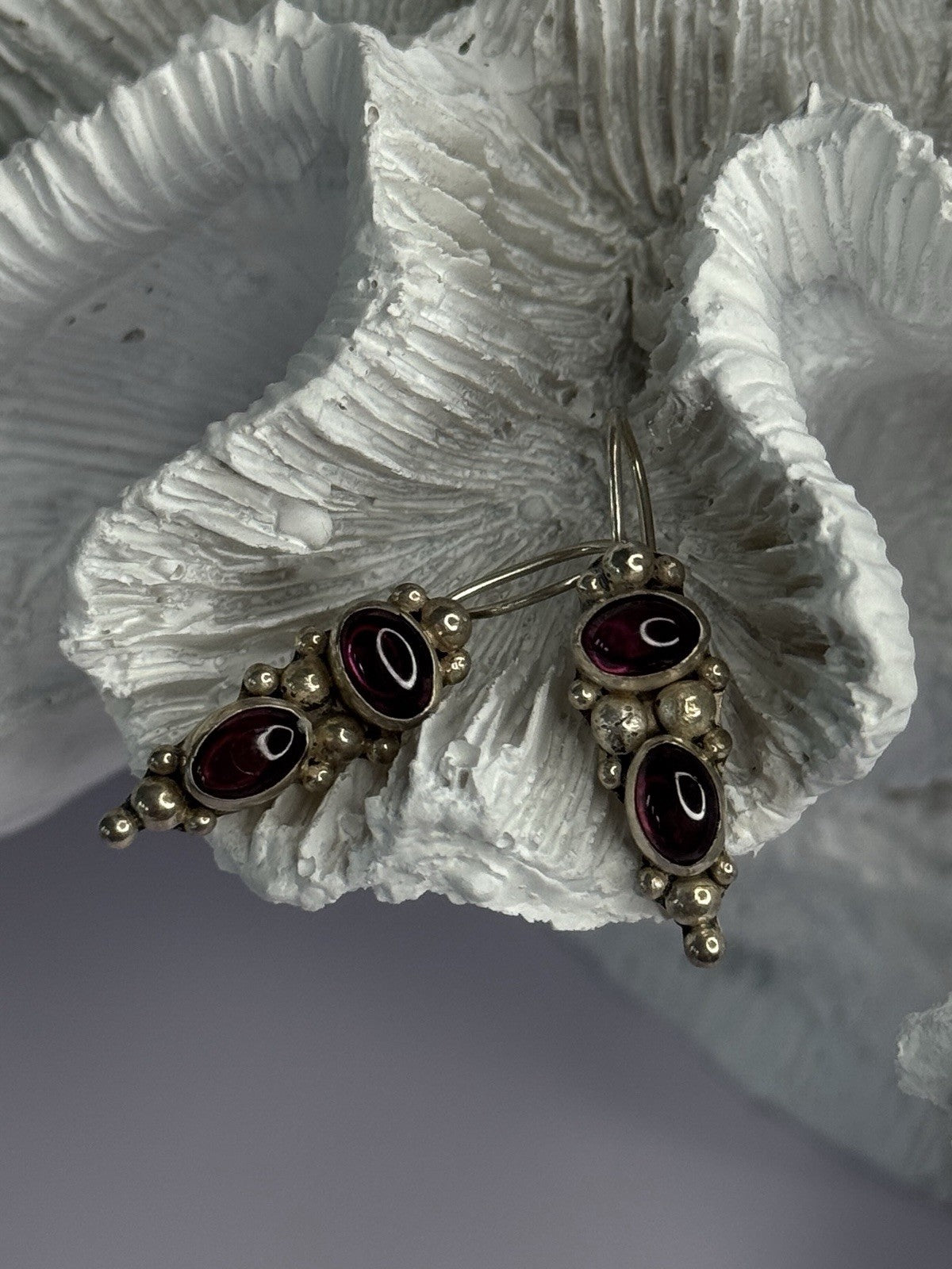 925 Sterling Silver Garnet Pyrope Earrings Length 1.15 Inch