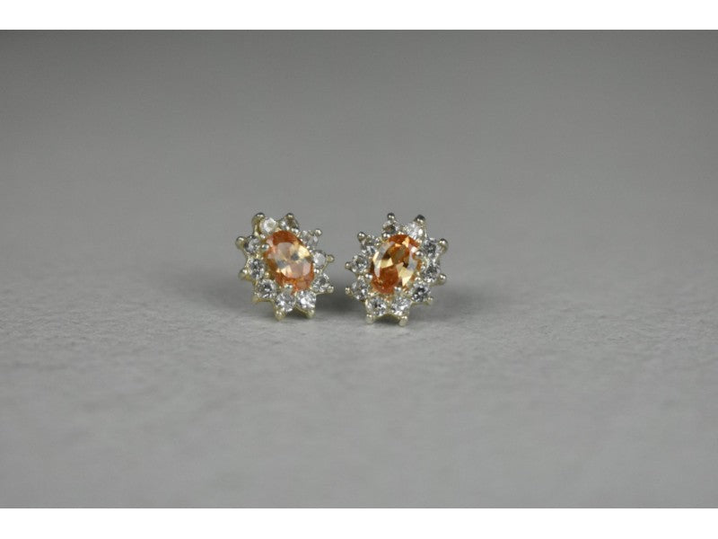 925 Sterling Silver Citrine & CZ "Spring Flowers" Earrings