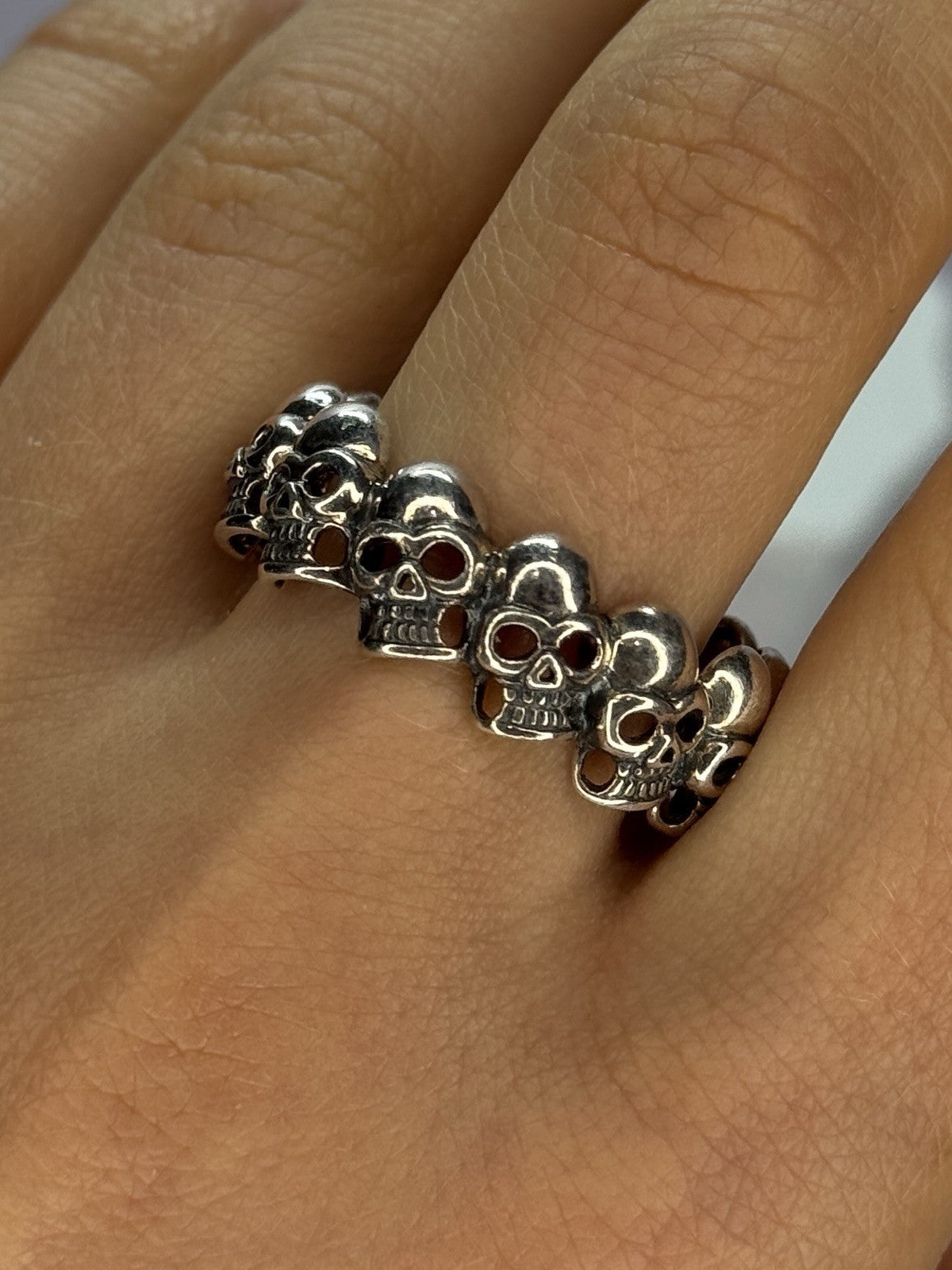 925 Sterling Silver Skull Custom Ring Size 14