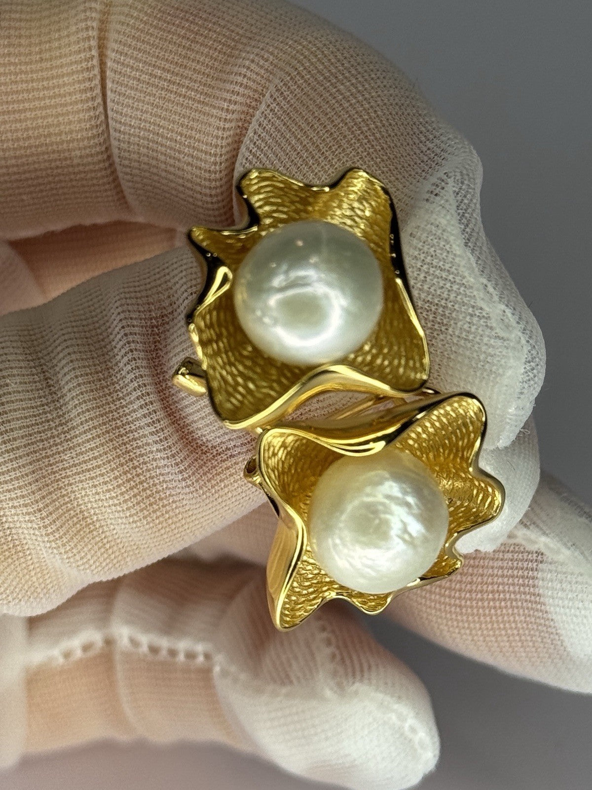 925 STERLING SILVER GOLD PLATED PEARL EARRINGS LENGTH 0.9 INCH