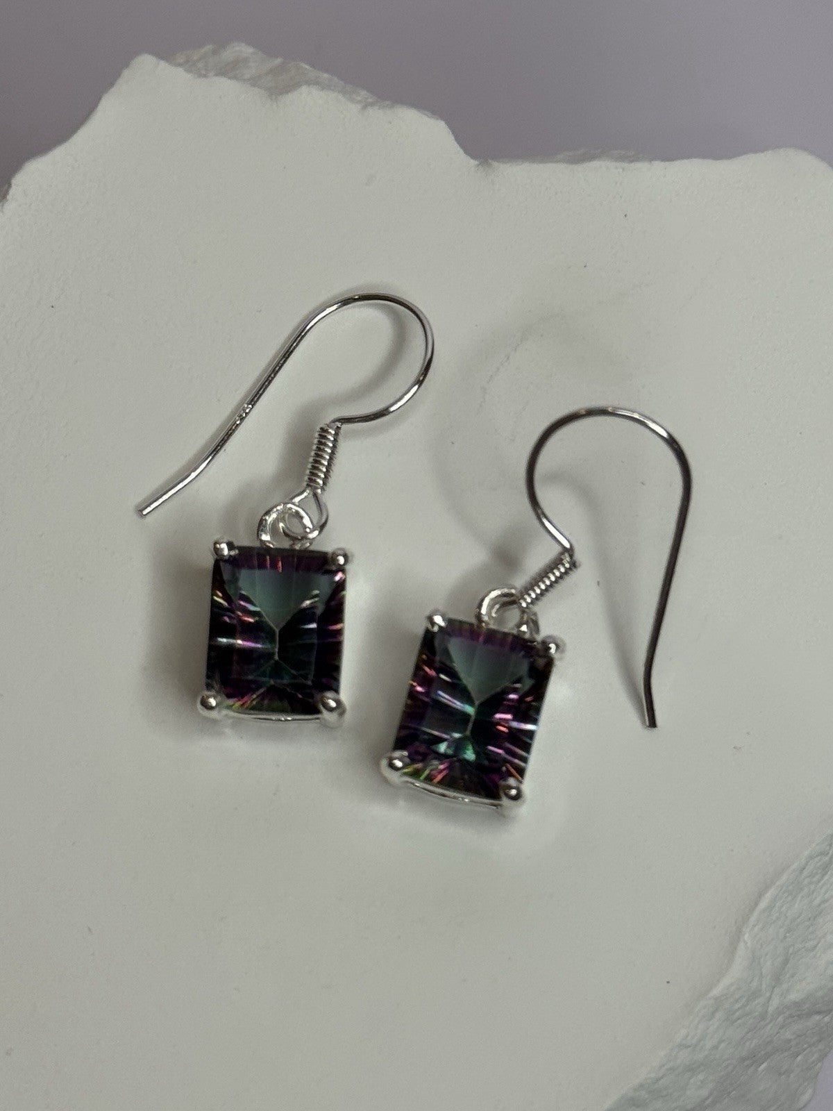 925 Sterling Silver Alexandrite Elegant Earrings Length 1.2 Inch