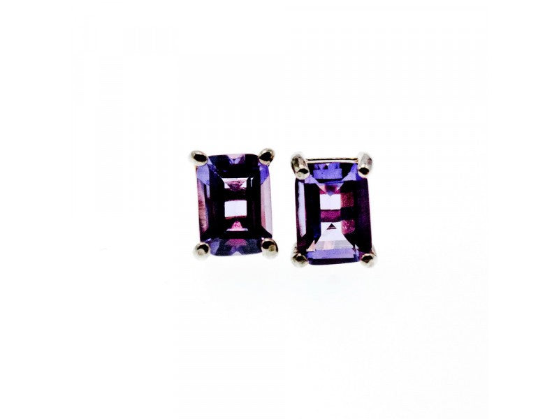 925 Sterling Silver Amethyst Stud Earrings
