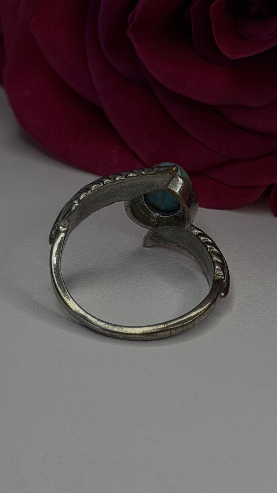 Vintage 925 Sterling Silver Blue Turquoise Ring Size 10