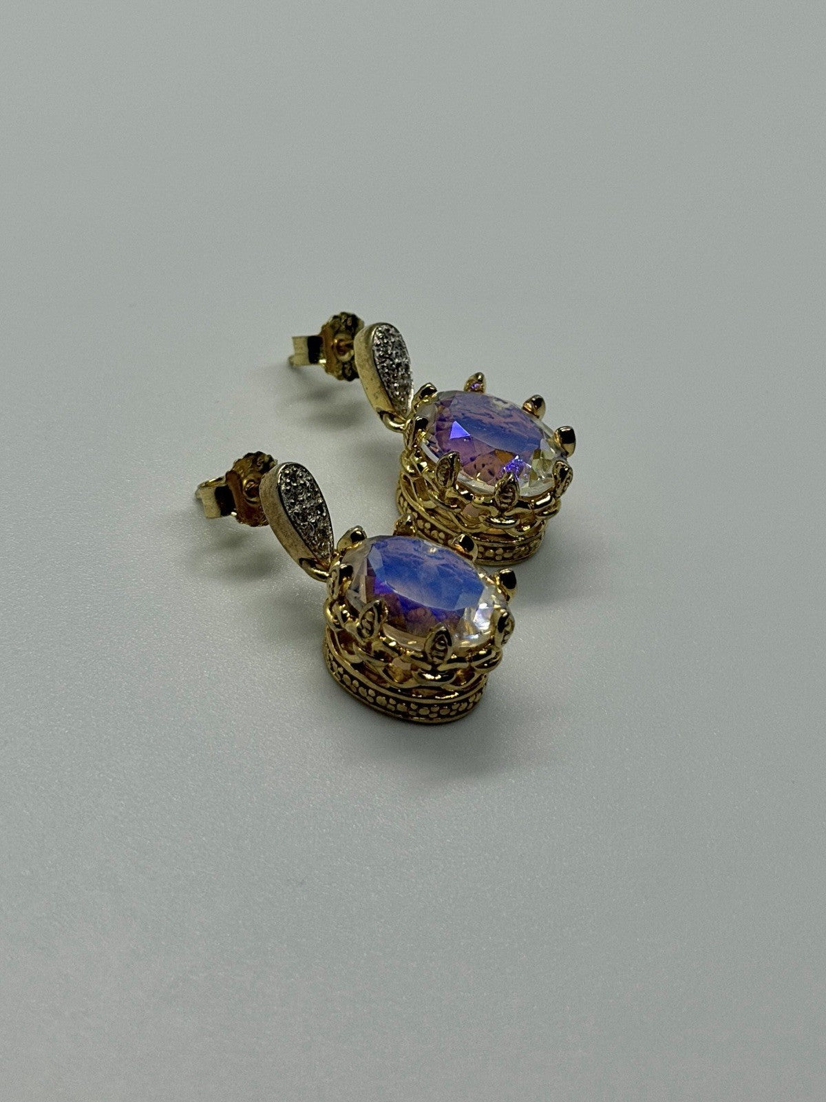 925 Sterling Silver Gold Plated Mystic Topaz Dangle Earrings