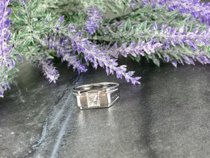 Men'S 925 Sterling Silver White Sapphire Ring Size 11.5