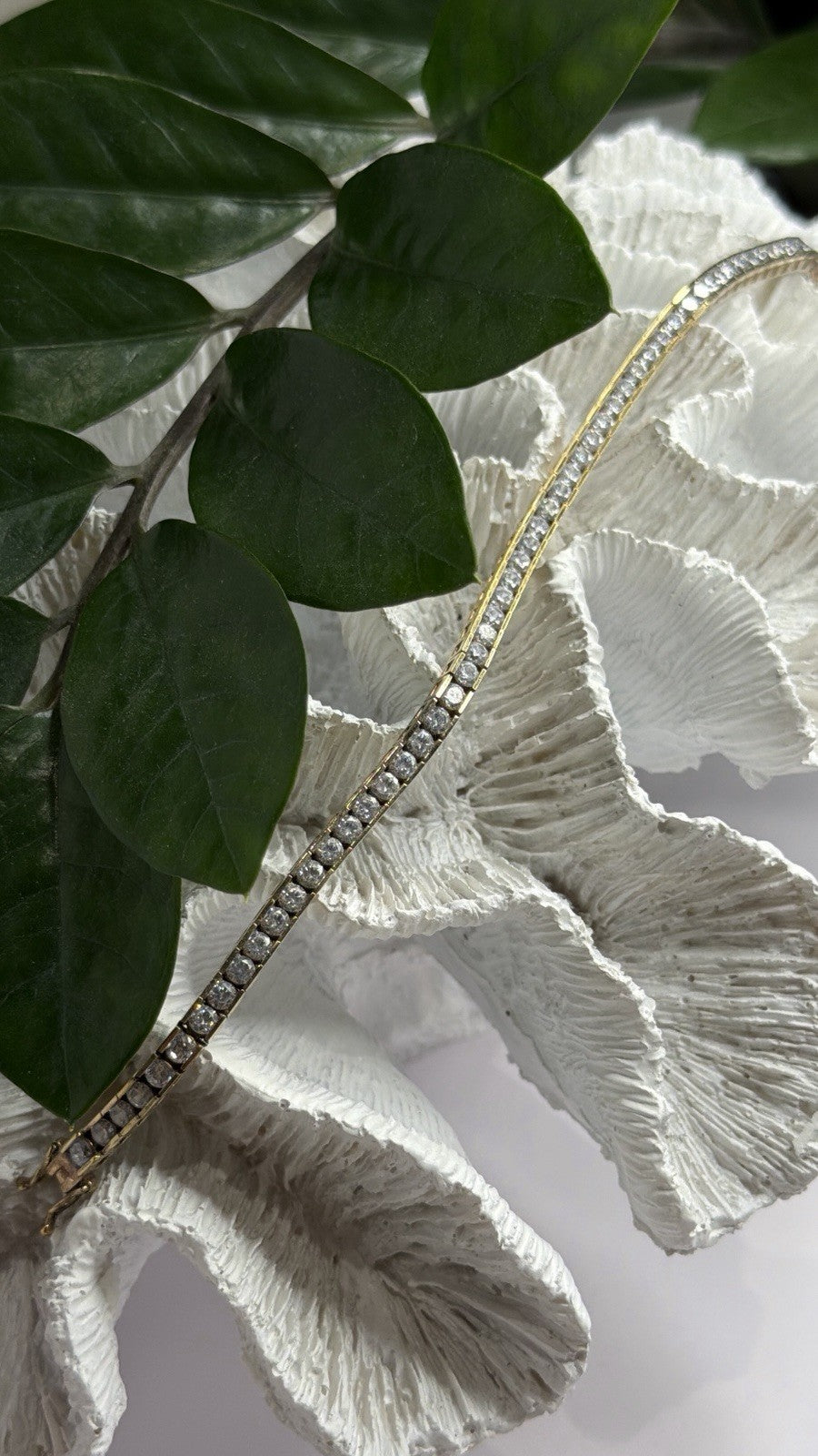 Shiny 925 Sterling Silver Gold Plated Cz Bracelet 7.5