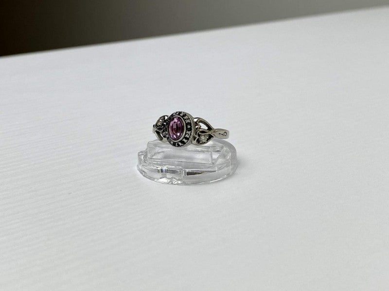 925 Sterling Silver Pink Topaz & Goshenite Ring Size 9.5