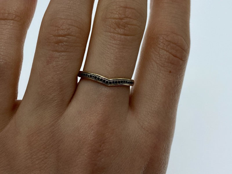 10K Yellow Gold Black Diamonds Ring Size 8