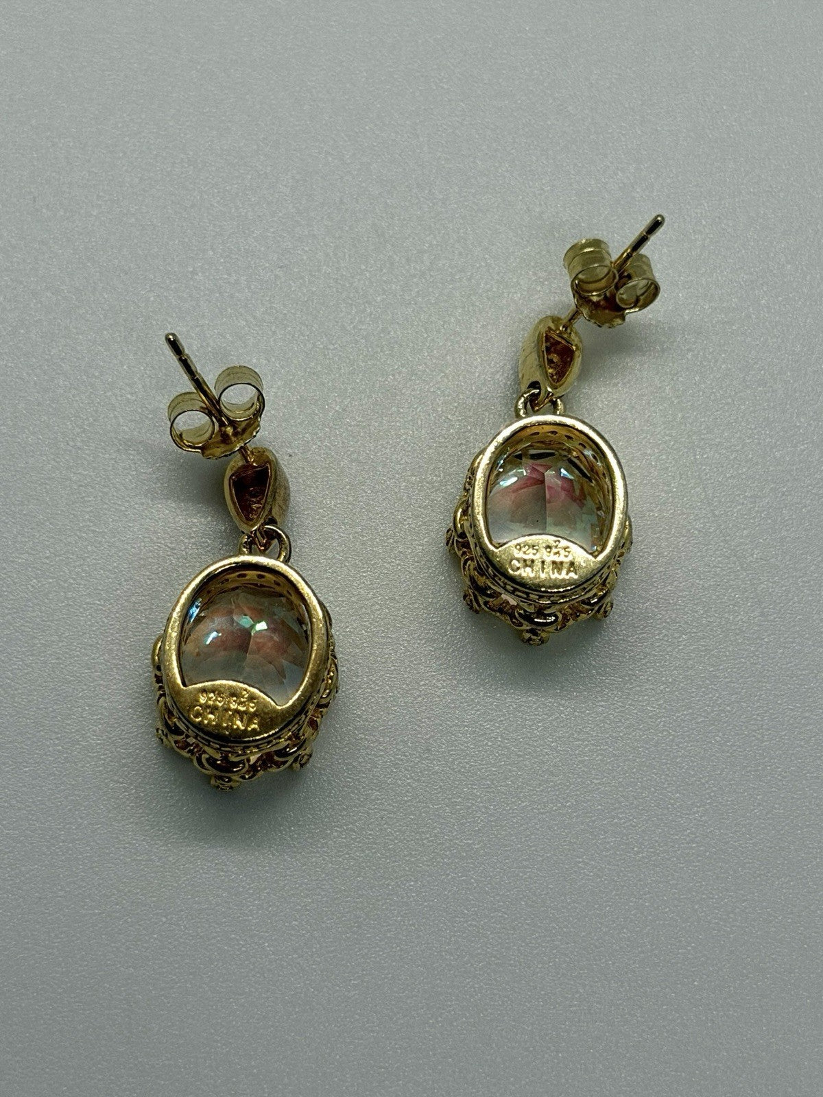 925 Sterling Silver Gold Plated Mystic Topaz Dangle Earrings