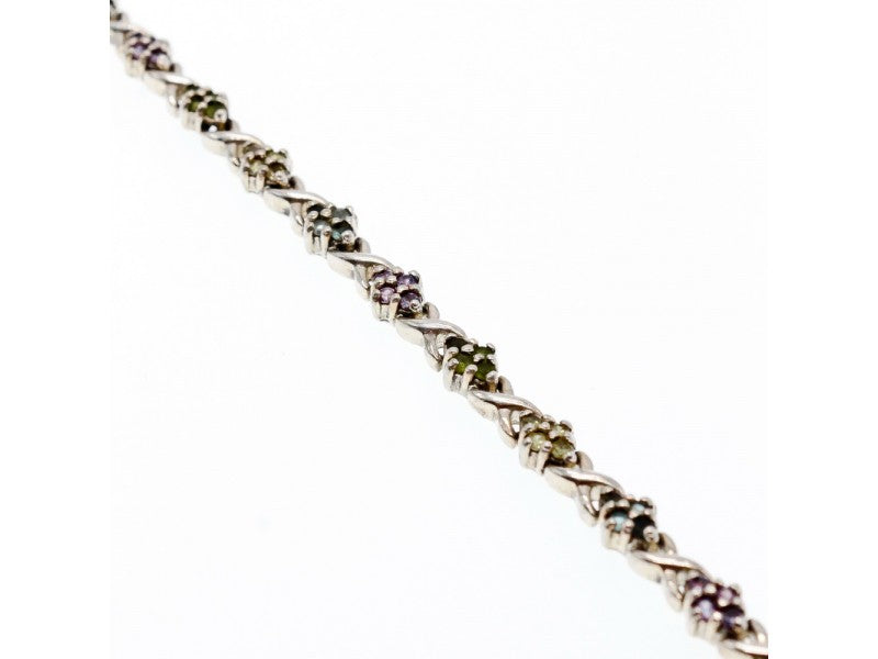 925 Sterling Silver Multi Gemstones Bracelet