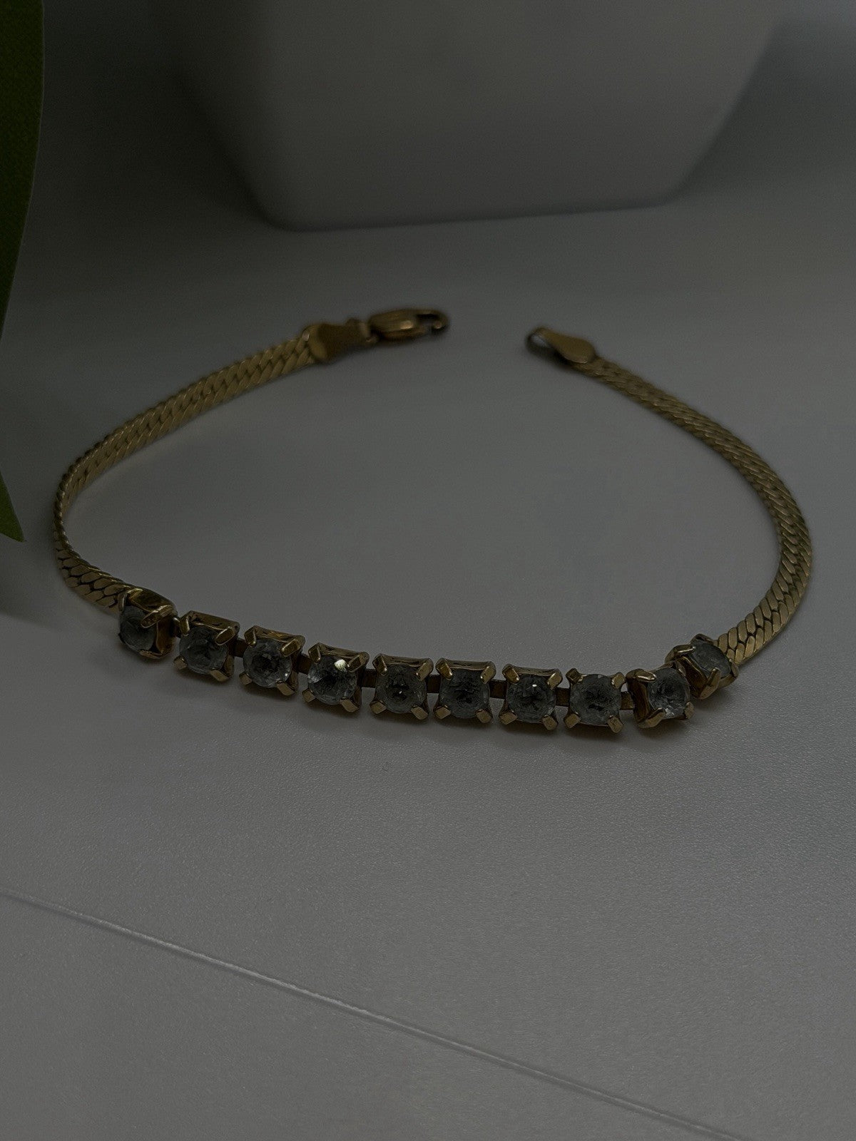 925 Sterling Silver 14K Yellow Gold Plated Aquamarine Bracelet 7
