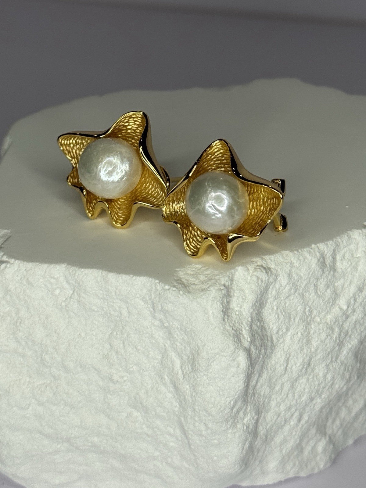 925 STERLING SILVER GOLD PLATED PEARL EARRINGS LENGTH 0.9 INCH