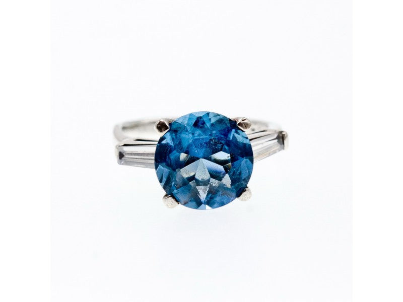 925 Sterling Silver Blue Topaz & Quartz Ring Size 6.5