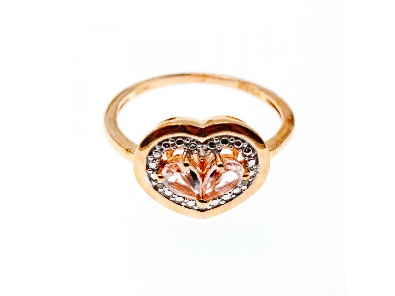 925 Sterling Silver Gold Plated Morganite Ring Size 10