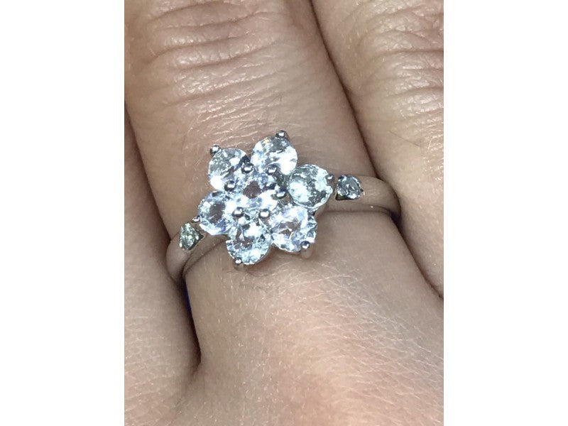 925 Sterling Silver CZ "Flower" Ring Size 8