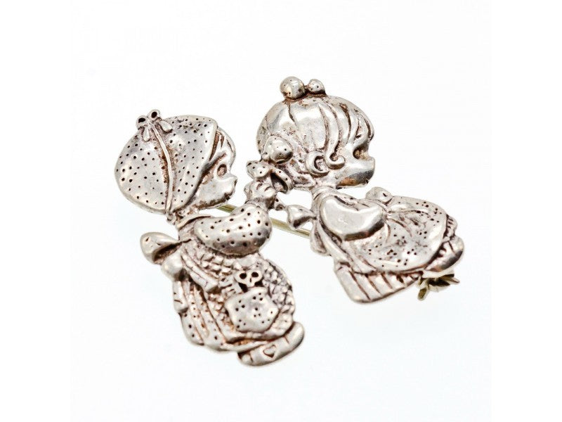 Vintage 925 Sterling  Silver "Girlfriends" Brooch