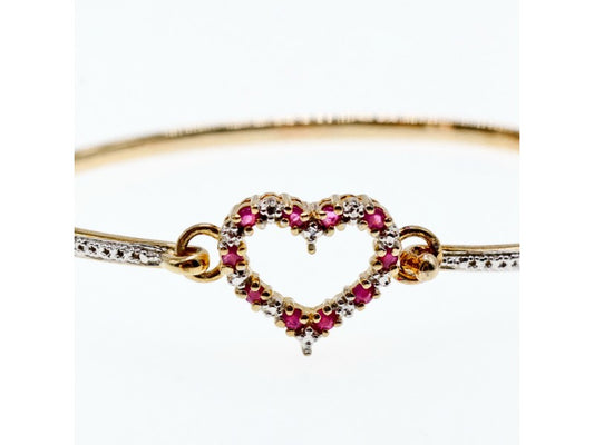 925 Sterling Silver Gold Plated Pink Topaz "Heart" Bracelet