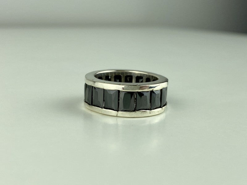 925 Sterling Silver Blue CZ Ring Size 7.5