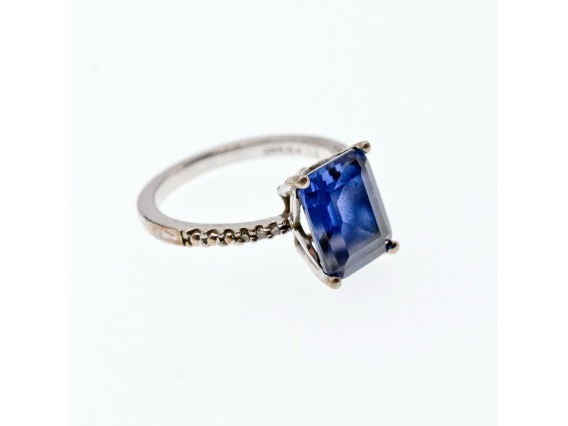 925 Sterling Silver Sapphire Ring Size 8
